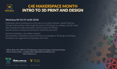 [09 Oct] C4E Makerspace Month: INTRO TO 3D PRINT AND DESIGN